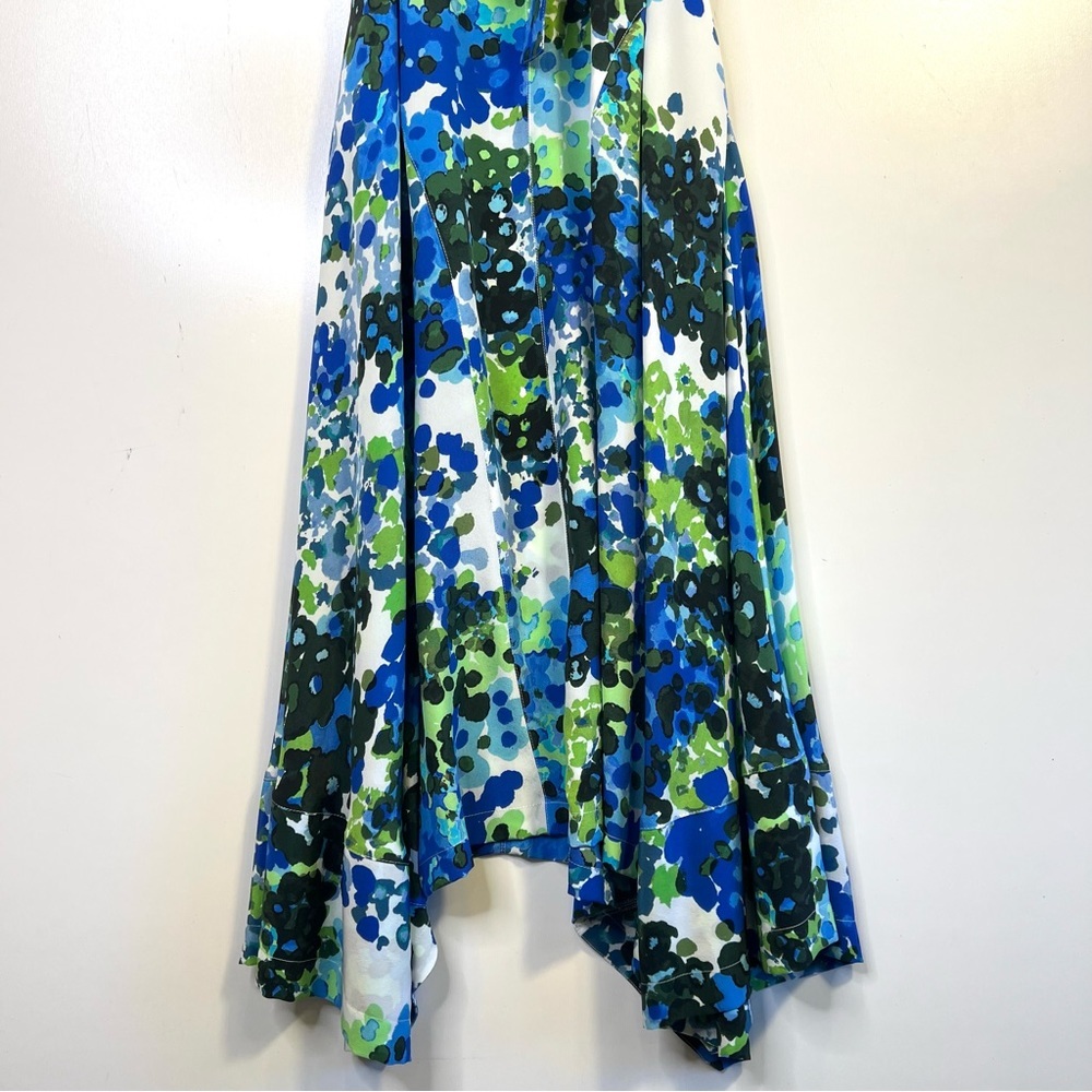 STELLA MCCARTNEY Olivia Floral Silk Shirt Midi Dress Blue - Picture 9 of 16